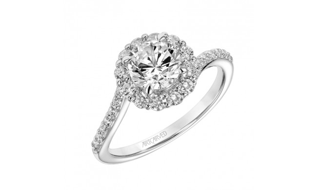 Artcarved Bridal Mounted with CZ Center Contemporary Twist Halo Engagement Ring Sierra 18K White Gold - 31-V888ERW-E.02