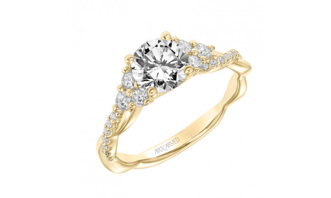 Artcarved Bridal Mounted with CZ Center Contemporary 3-Stone Engagement Ring 14K Yellow Gold - 31-V889ERY-E.00