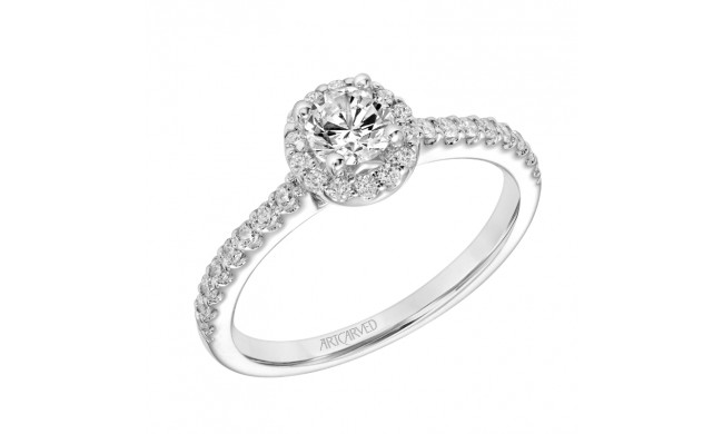 Artcarved Bridal Semi-Mounted with Side Stones Classic One Love Halo Engagement Ring Layla 18K White Gold - 31-V324BRW-E.05