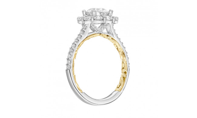 Artcarved Bridal Semi-Mounted with Side Stones Classic Lyric Engagement Ring Cici 18K White Gold Primary & 18K Yellow Gold - 31-V927ERWY-E.03