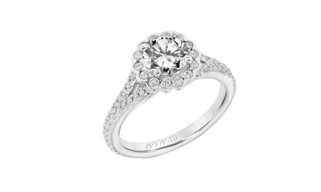 Artcarved Bridal Semi-Mounted with Side Stones Classic Halo Engagement Ring Luella 18K White Gold - 31-V806ERW-E.03