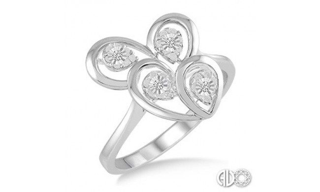 Ashi Diamonds Silver Twice Heart Ring