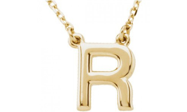 14K Yellow Block Initial R 16 Necklace - 84634316217P