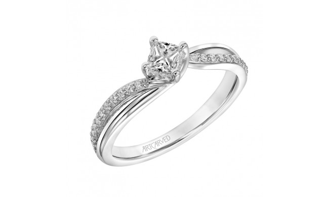 Artcarved Bridal Mounted Mined Live Center Contemporary One Love Engagement Ring Stella 14K White Gold - 31-V304XCW-E.02