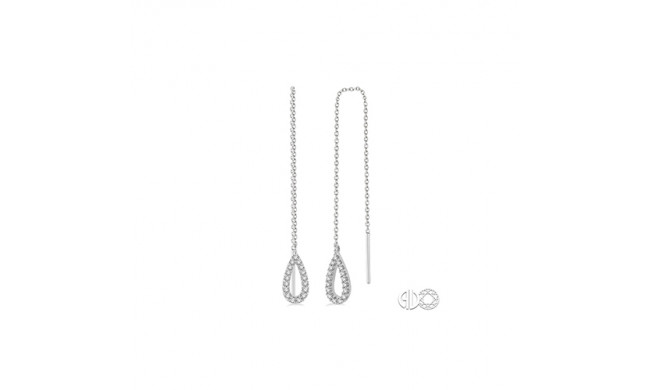 Ashi 10k White Gold Rain Drop Threader Diamond Earrings