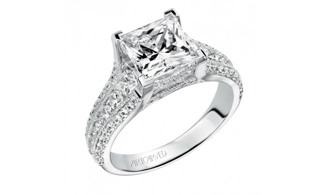Artcarved Bridal Semi-Mounted with Side Stones Vintage Milgrain Engagement Ring Harper 14K White Gold - 31-V504HCW-E.01