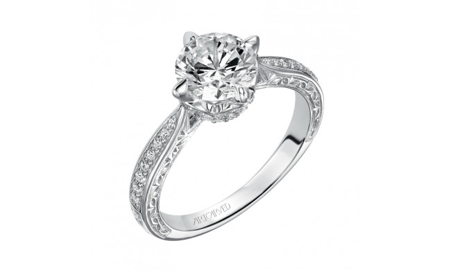Artcarved Bridal Mounted with CZ Center Vintage Engraved Diamond Engagement Ring Calista 14K White Gold - 31-V492GRW-E.00