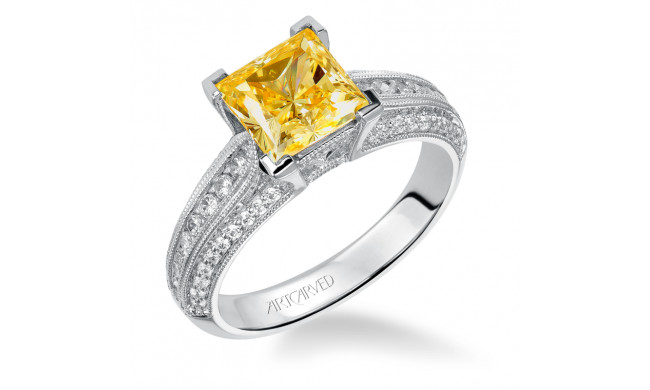 Artcarved Bridal Semi-Mounted with Side Stones Vintage Milgrain Diamond Engagement Ring Devyn 14K White Gold - 31-V538HCW-E.01