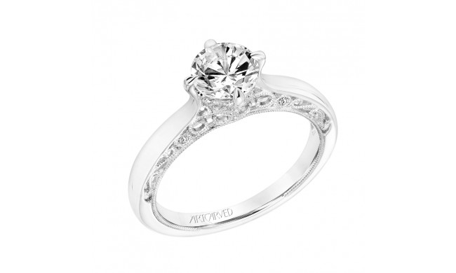 Artcarved Bridal Semi-Mounted with Side Stones Vintage Filigree Solitaire Engagement Ring Elsie 14K White Gold - 31-V793ERW-E.01
