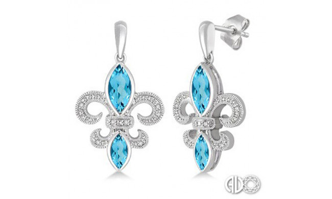 Ashi Diamonds Silver Gemstone Fleur De Lis Earrings