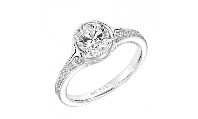Artcarved Bridal Semi-Mounted with Side Stones Contemporary Bezel Diamond Engagement Ring Olive 14K White Gold - 31-V834ERW-E.01