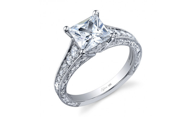 0.36tw Semi-Mount Engagement Ring With 2ct Princess Head