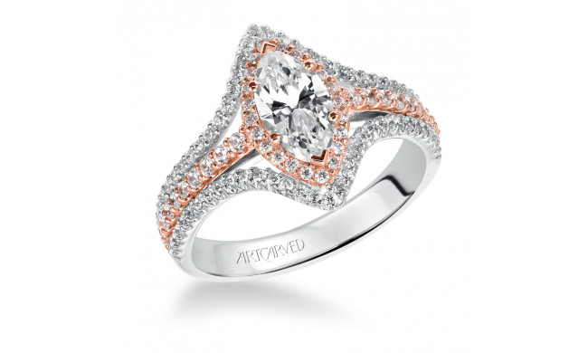 Artcarved Bridal Mounted with CZ Center Classic Halo Engagement Ring Dorsey 14K White Gold - 31-V549EMW-E.00