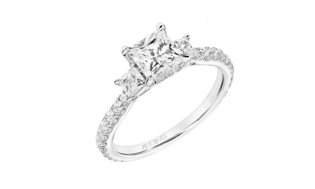 Artcarved Bridal Mounted with CZ Center Classic Diamond 3-Stone Engagement Ring Rea 14K White Gold - 31-V812ECW-E.00