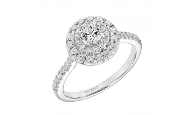 Artcarved Bridal Semi-Mounted with Side Stones Classic One Love Engagement Ring Athena 18K White Gold - 31-V882ARW-E.05