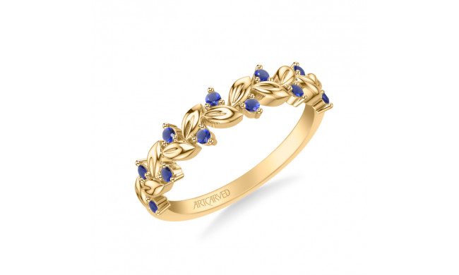 Artcarved Bridal Mounted with Side Stones Contemporary Anniversary Ring 14K Yellow Gold & Blue Sapphire - 33-V9481SY-L.00