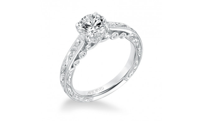 Artcarved Bridal Semi-Mounted with Side Stones Vintage Filigree Diamond Engagement Ring Amal 14K White Gold - 31-V692ERW-E.01