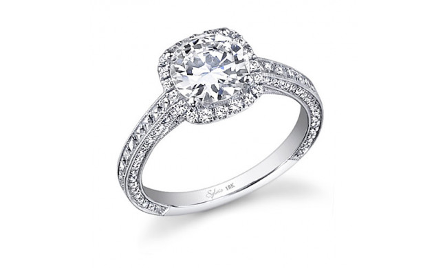 0.73tw Semi-Mount Engagement Ring With 1.5ct Head 3/4 Way