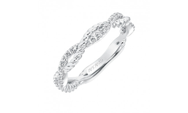 Artcarved Bridal Mounted with Side Stones Contemporary Twist Diamond Wedding Band Rhea 14K White Gold - 31-V697W-L.00
