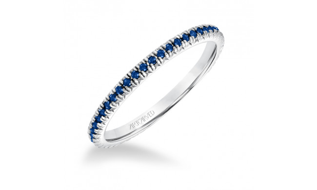 Artcarved Bridal Mounted with Side Stones Contemporary Stackable Eternity Anniversary Band 14K White Gold & Blue Sapphire - 33-V88K4W65S-L.00