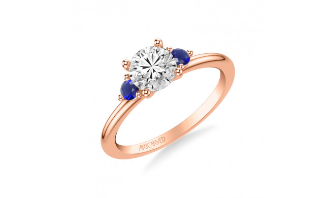 Artcarved Bridal Semi-Mounted with Side Stones Classic Engagement Ring 14K Rose Gold & Blue Sapphire - 31-V1033SERR-E.01