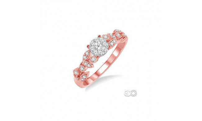 Ashi 14k Rose Gold Round Cut Diamond Lovebright Engagement Ring