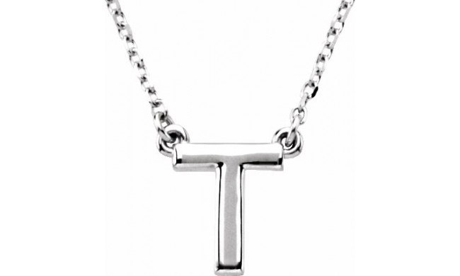 14K White Block Initial T 16 Necklace - 84634165P