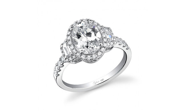 0.66tw Semi-Mount Engagement Ring With 2ct Oval Head