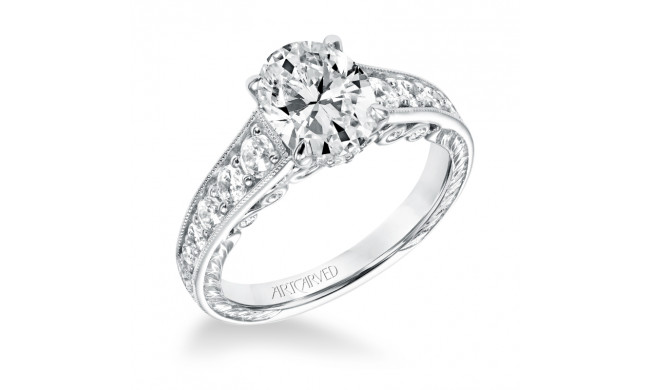Artcarved Bridal Semi-Mounted with Side Stones Vintage Filigree Diamond Engagement Ring Mariah 14K White Gold - 31-V693GVW-E.01