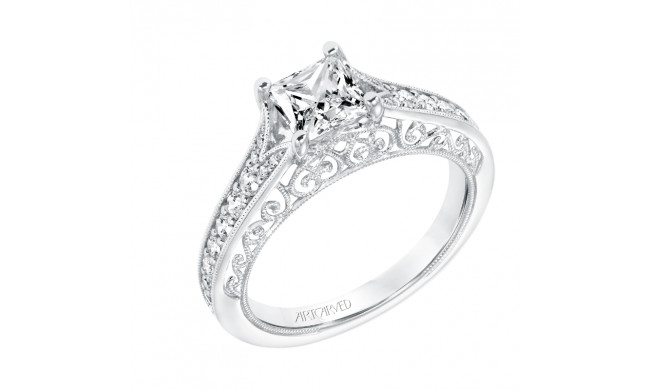 Artcarved Bridal Mounted with CZ Center Vintage Filigree Diamond Engagement Ring Savannah 14K White Gold - 31-V723ECW-E.00