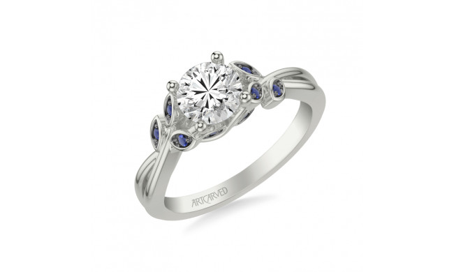 Artcarved Bridal Mounted with CZ Center Contemporary Engagement Ring 14K White Gold & Blue Sapphire - 31-V317SERW-E.00