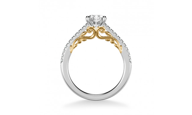 Artcarved Bridal Semi-Mounted with Side Stones Classic Lyric Engagement Ring Tracy 14K White Gold Primary & 14K Yellow Gold - 31-V1008ERWY-E.01
