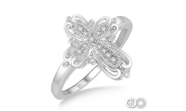 Ashi Diamonds Silver Cross Ring