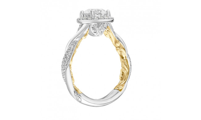 Artcarved Bridal Mounted with CZ Center Contemporary Lyric Halo Engagement Ring Ainsley 18K White Gold Primary & 18K Yellow Gold - 31-V933ERWY-E.02