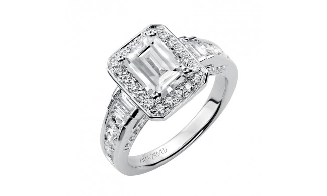 Artcarved Bridal Semi-Mounted with Side Stones Contemporary Halo Engagement Ring Simone 14K White Gold - 31-V361GEW-E.01