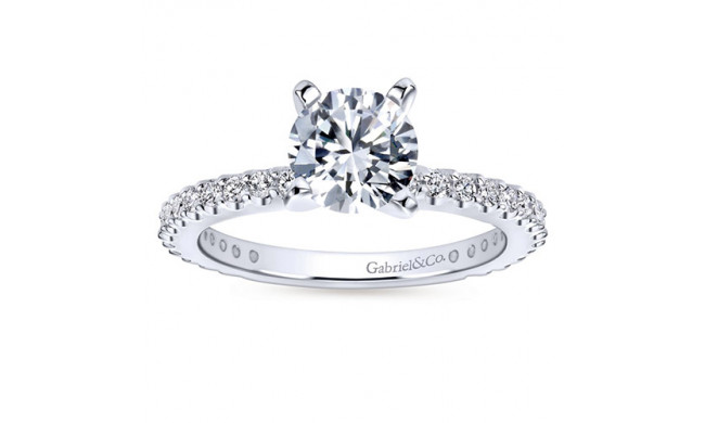 Gabriel & Co 14k White Gold Round Straight Engagement Ring