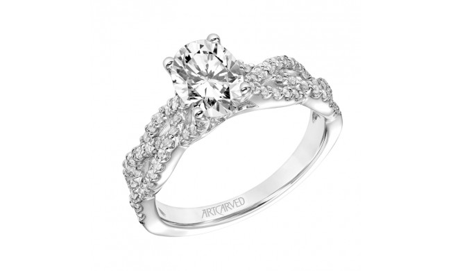 Artcarved Bridal Semi-Mounted with Side Stones Contemporary Twist Engagement Ring Angelique 14K White Gold - 31-V870EVW-E.01