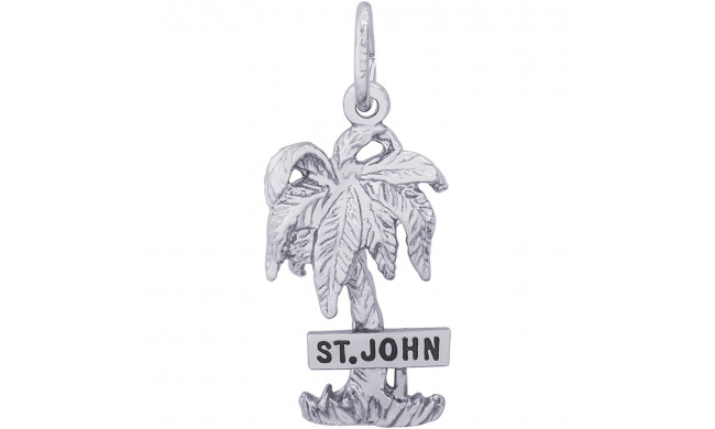 Sterling Silver St. John Palm W/Sign Charm