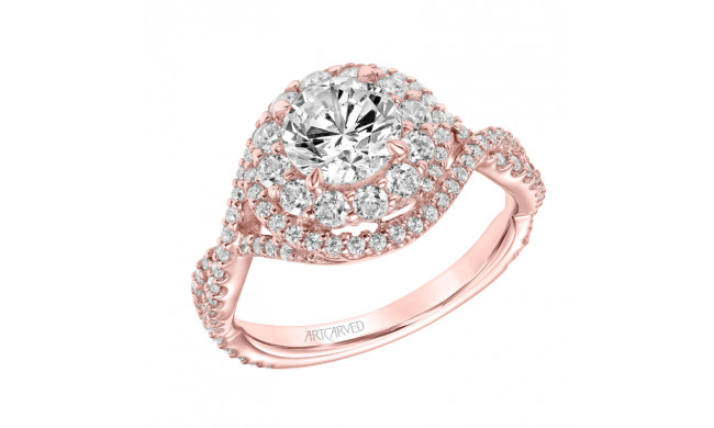 Artcarved Bridal Mounted with CZ Center Contemporary Twist Engagement Ring Mystelle 14K Rose Gold - 31-V887ERR-E.00