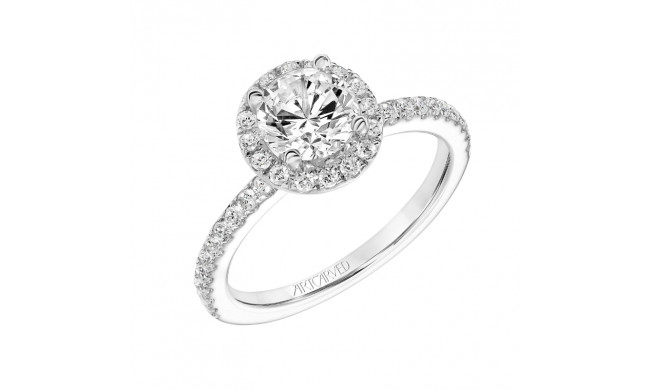 Artcarved Bridal Mounted with CZ Center Classic Halo Engagement Ring Ileana 18K White Gold - 31-V816ERW-E.02