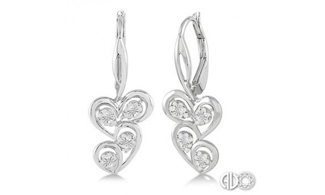 Ashi Diamonds Silver Twice Heart Earrings