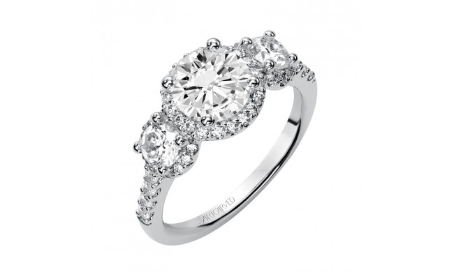 Artcarved Bridal Mounted with CZ Center Classic Diamond 3-Stone Engagement Ring Regan 14K White Gold - 31-V376FRW-E.00