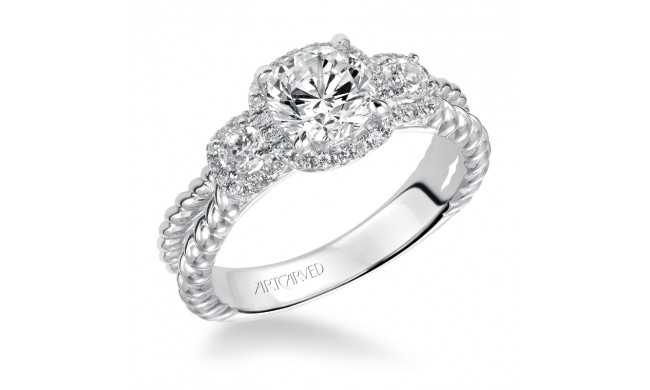 Artcarved Bridal Semi-Mounted with Side Stones Contemporary Twist 3-Stone Engagement Ring Mandy 14K White Gold - 31-V548ERW-E.01