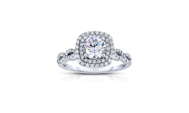 True Romance Platinum 0.42ct Diamond Double Halo Semi Mount Engagement Ring
