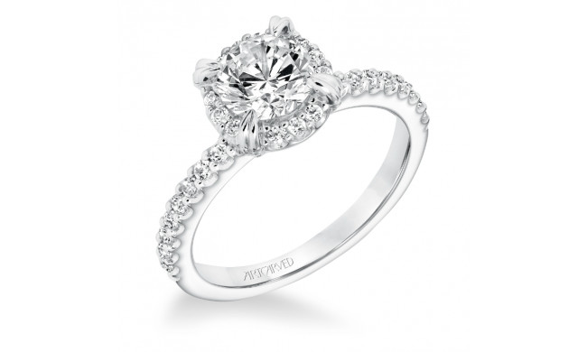 Artcarved Bridal Semi-Mounted with Side Stones Classic Halo Engagement Ring Emme 14K White Gold - 31-V645ERW-E.01