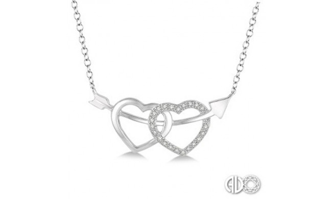 Ashi Diamonds Silver Twin Heart Arrow Pendant