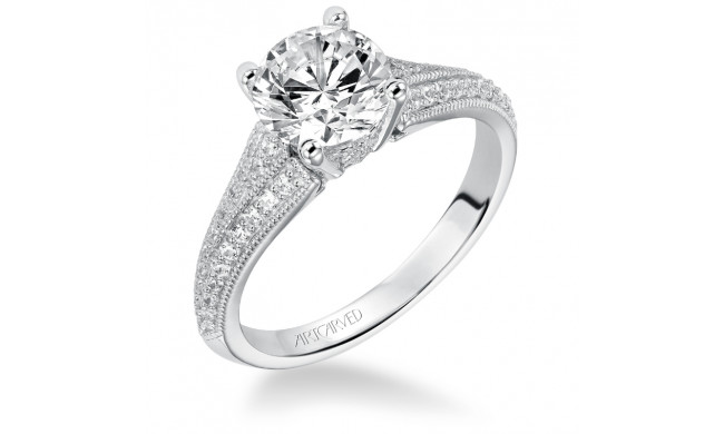 Artcarved Bridal Semi-Mounted with Side Stones Vintage Milgrain Diamond Engagement Ring Analisa 14K White Gold - 31-V535GRW-E.01