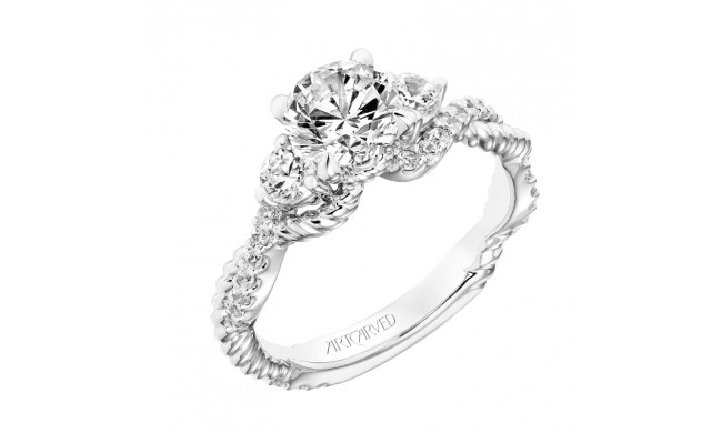 Artcarved Bridal Mounted with CZ Center Contemporary Twist 3-Stone Engagement Ring Danica 14K White Gold - 31-V757ERW-E.00