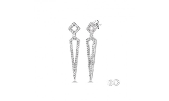Ashi 14k White Gold Long Diamond Earrings