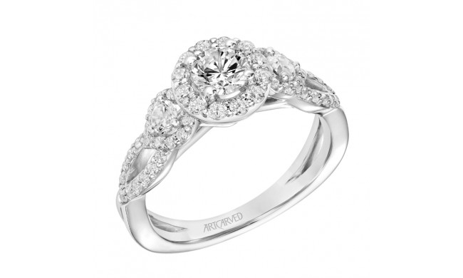 Artcarved Bridal Mounted Mined Live Center Contemporary One Love Halo Engagement Ring Camryn 18K White Gold - 31-V878BRW-E.01